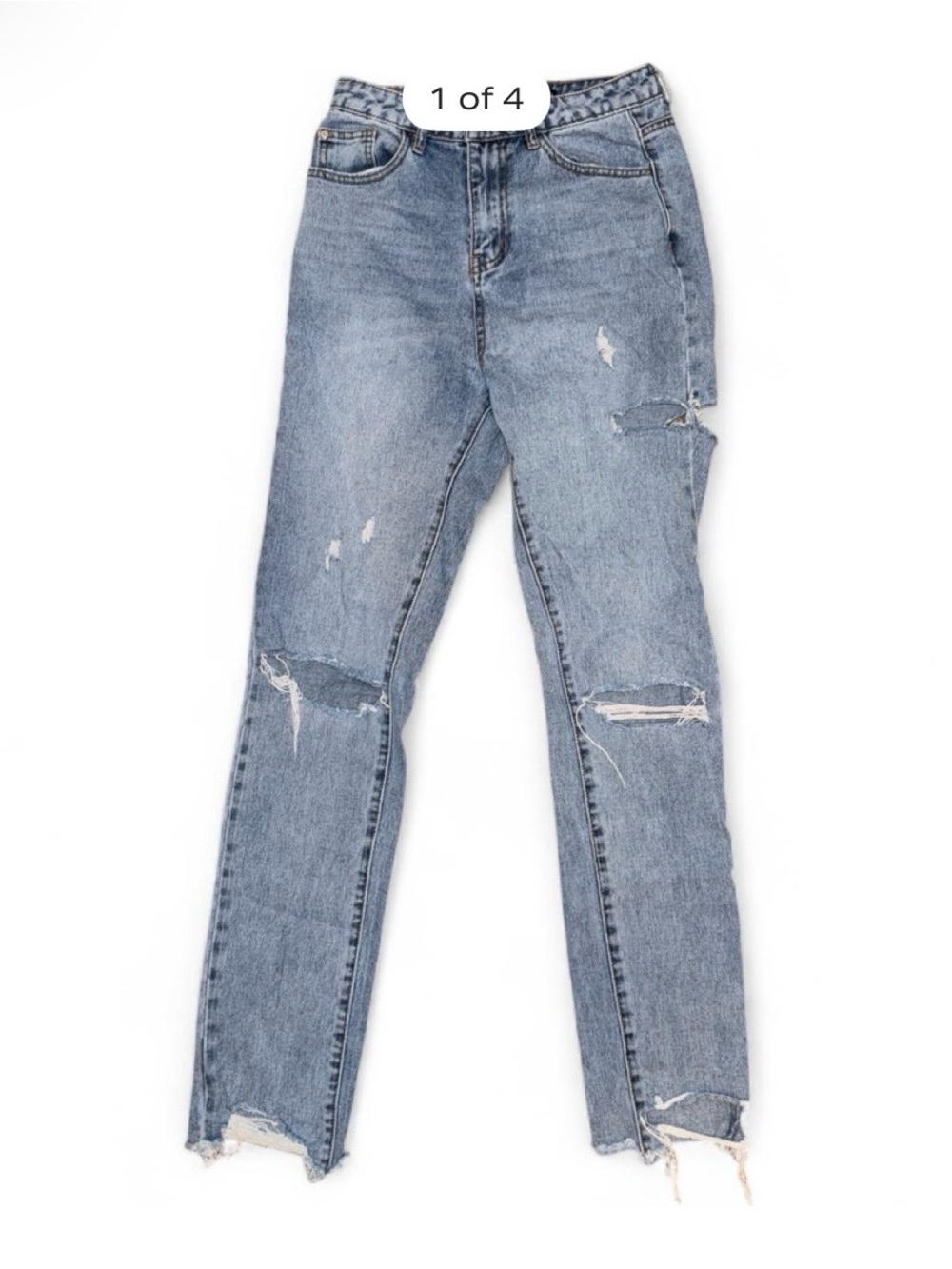 Missguided Light Blue Distressed Skinny Jeans